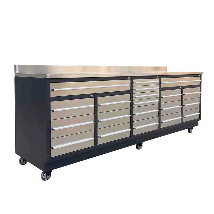 2.8m Workbench with Stainless Steel Benchtop and 20 Stainless Steel Drawers, TMG-WB921S TMG Industrial