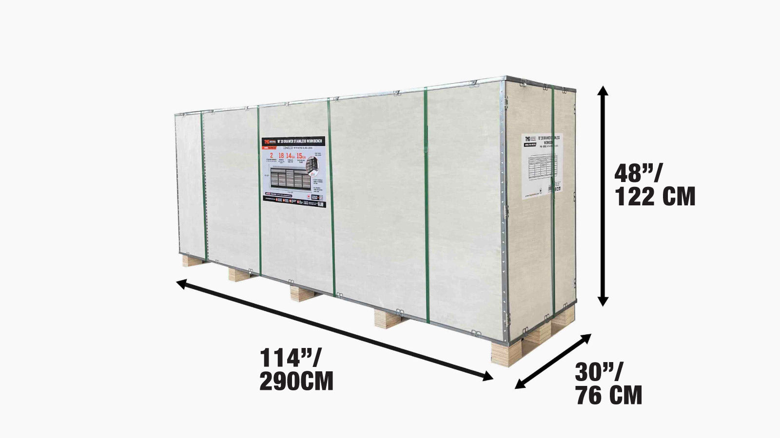 2.8m Workbench with Stainless Steel Benchtop and 20 Stainless Steel Drawers, TMG-WB921S-shipping-info-image