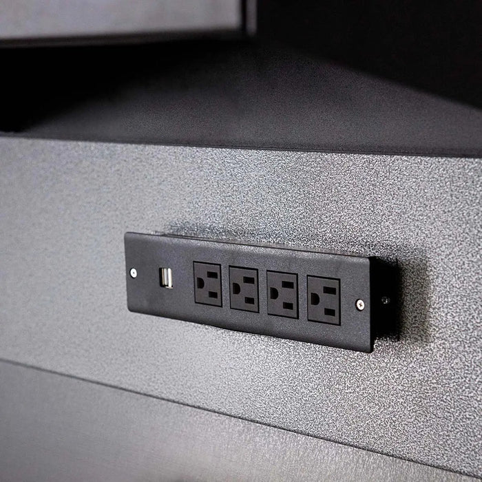 TMG Industrial 7’ Extreme Duty Steel Garage Workbench w/Pegboards, Adjustable Shelving, Power Outlets, USB Port, Magnetic Motion LED Lamps, TMG-WBC07-W