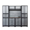 2.4m Steel Garage Cabinet with Workbench, Pegboard and LED Lighting, TMG-WBM08