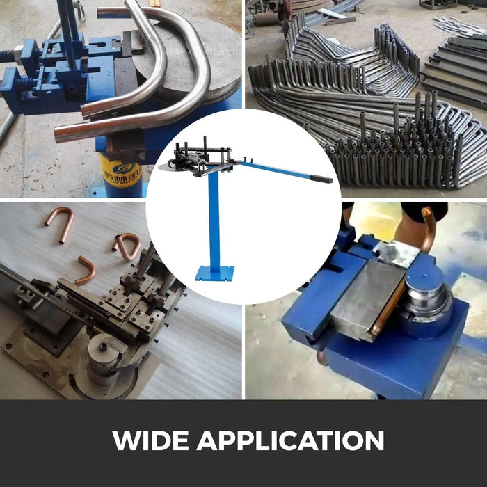 VEVOR Tube Bender Max Bending Degree 240°,Heavy Duty Metal Pipe and Tube Bender With 3 Dies, Tube Pedestal Bender 40 Up To 120 Degree, Metal Working Tools and Equipment Overall height 45", DOBA-TB120