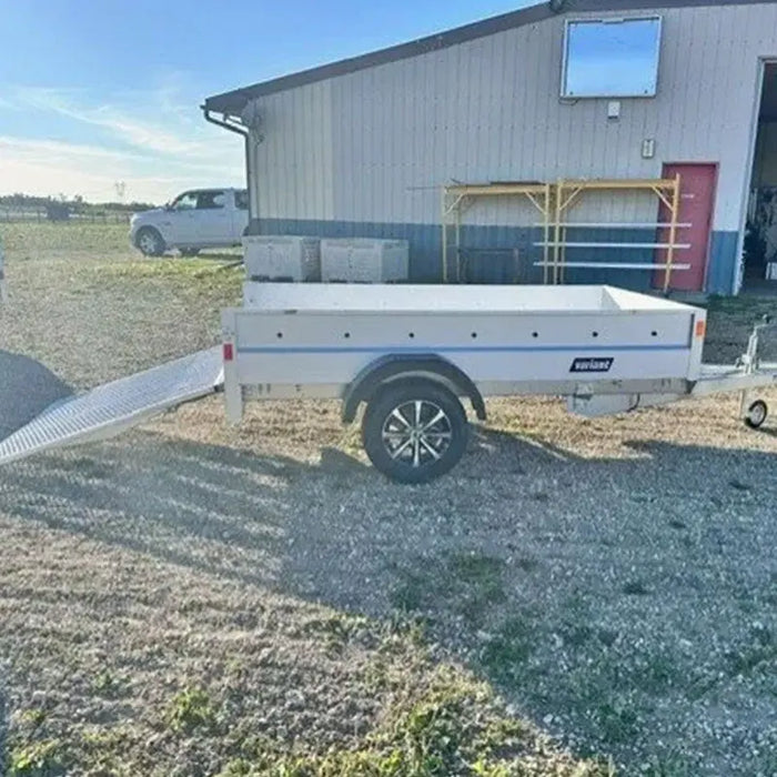 Variant 9’ Heavy Duty Utility Tilt Trailer with Ramp, 5’ x 9’ Inner Box, MFR #: 754Ramp, Made in Canada TMG-VT2432 - TMG Industrial