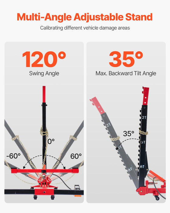 6T Auto Body Frame Puller Straightener, 3T Airbag Jack with 6000 PSI Hydraulic Foot Pump, Includes 16 Straightening Tools for Car/SUV/Pickup Repair, DOBA-FP6T