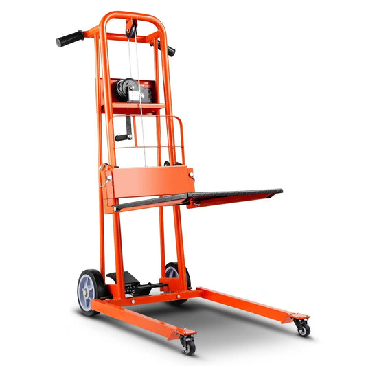 330 lbs Material Lift Winch Stacker, Pallet Truck Dolly, 42.9 in Max Lift, DOBA-LWS330