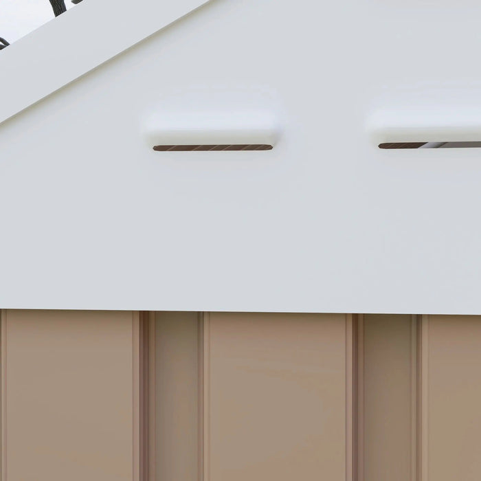 8' x 6' Metal Garden Storage Shed, Extra Large Tool Storage, Doors, Window, and Air Vents, Brown, DOBA-MS86