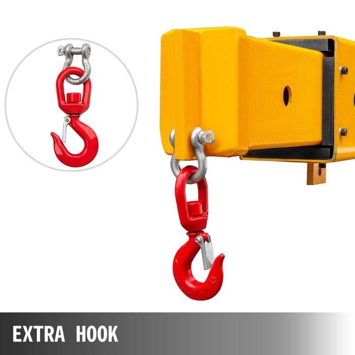 6000 lbs (3T) Forklift Mobile Crane, Truss Jib Boom with 2 Hooks, Heavy-Duty Forklift Lifting & Towing Attachment, DOBA-FC6000