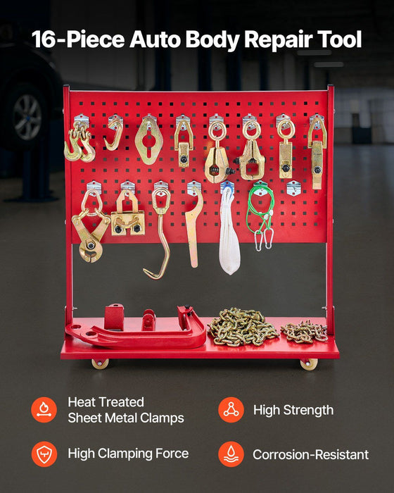 6T Auto Body Frame Puller Straightener, 3T Airbag Jack with 6000 PSI Hydraulic Foot Pump, Includes 16 Straightening Tools for Car/SUV/Pickup Repair, DOBA-FP6T