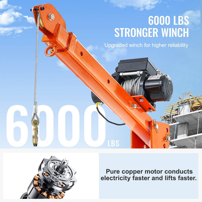 2200 lbs Electric Pickup Truck Crane, 360° Swivel Hoist Lift, Heavy-Duty Truck-Mounted Lifting Arm, DOBA-CH2200