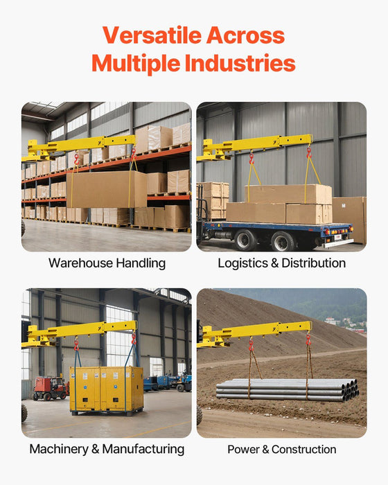 6000 lbs Adjustable Forklift Jib Boom Crane, Mobile Forklift Crane with 2 Hooks, Heavy-Duty Lifting Attachment, DOBA-FJ6000