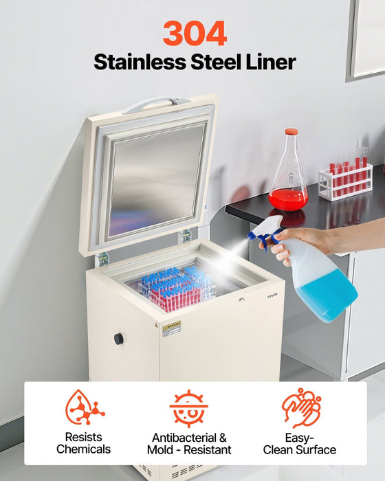 Zamrażarka o bardzo niskiej temperaturze 58 l, regulowany zakres od −40°F do −123°F, wkładka ze stali nierdzewnej 304, wyświetlacz cyfrowy z rolkami, DOBA-LF58