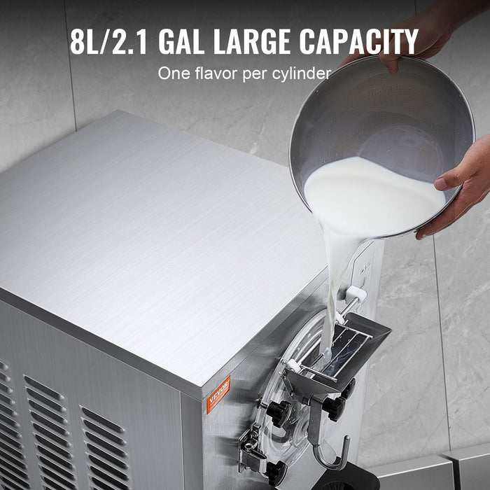 20–25L/H Commercial Ice Cream Machine, 2400W Hard Serve Maker, 8L Stainless Steel Cylinder with Adjustable Hardness & Auto Clean, DOBA-IC25