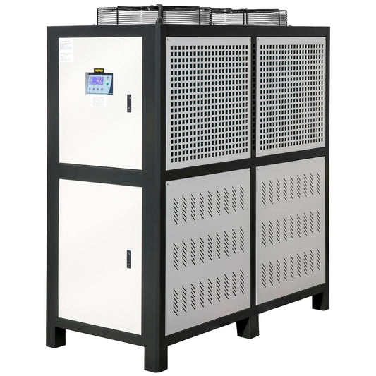 15 Ton Industrial Water Chiller, 15HP Air-Cooled System, Finned Condenser with Micro-Computer Control, Stainless Steel Water Tank, DOBA-WC15