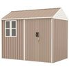 8' x 6' Metal Garden Storage Shed, Extra Large Tool Storage, Doors, Window, and Air Vents, Brown, DOBA-MS86