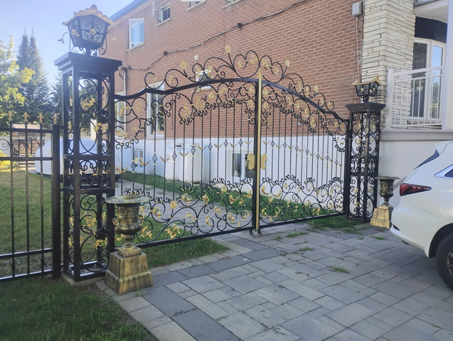 88-ft Bi-Parting Ornamental Wrought Iron Gate & Fence Panels Combo Pack, All Steel, Powder Coated, TMG-MG88P (To be Discontinued) TMG Industrial